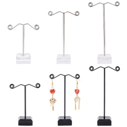 [EDIS-FG0001-57] Présentoir boucle d'oreille, base et T noire ou transparente, 3 hauteurs : 13 cm, 10.5cm et 9 cm, vendu le lot de 3