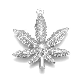 [X-STAS-P231-41AS] Pendentif INOX argenté, chanvre, 35.4x30x3.4mm, Trou: 1.6mm