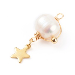 [PALLOY-JF00673-02-S] Perle d'eau douce montée sur Inox, avec pendentif étoile