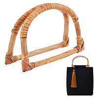 [PURS-FH0001-05A    FIND-CA0001-17] Ensemble de 2 poignées de sac en rotin &quot;forme D&quot;, 11.5x18.5cm, la paire