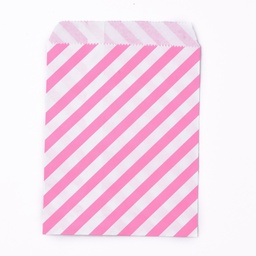 [CARB-P001-B01-08] Pochette cadeau papier kraft, blanc et rose, 18x13 cm / 10