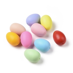 [DIY-I105-01B] Oeufs en plastique, 59x40.5mm trou 3.5mm, COLORIS variés, le sachet de 50