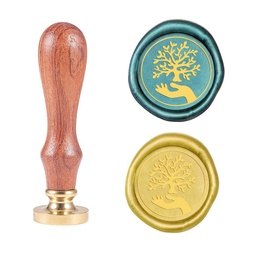 [AJEW-WH0131-542] Tampon/Sceau de cire en laiton, doré, arbre de vie, 89.5mm, timbre: 2.45x1.45cm