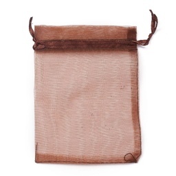 [OP-R016-9x12cm-12] Pochette cadeau en organza, chocolat, 12x9 cm