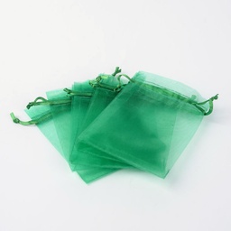 [OP-R016-9x12cm-09] Pochette cadeau en organza, vert sapin, 12x9 cm