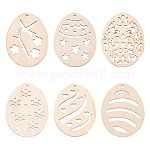 [WOOD-LS0001-16] Décoration de Pâques, oeuf à personnaliser, 67.5x52x2.5mm, Trou: 2mm, à l'unité