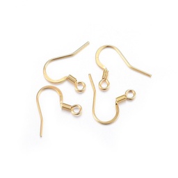 [X-STAS-P210-24G] Crochets boucle d'oreille INOX doré, plat, plaqué or 18k, 15x17x2mm, trou 2mm, x 200 pièces