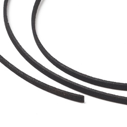 [LW-D009-02] Bobine de Ruban plat Suédine véritable (NOIR), 3mm, 5 mètres