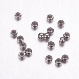 [X-STAS-F117-03P] Perle à écraser, rond, INOX argenté, 2x1.5mm, trou 1mm x 50 pièces