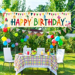 [AJEW-WH0190-004] Bannière anniversaire colorée, tissu polyester lavable, 3mx50cm
