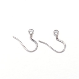 [STAS-N0013-15P] Crochets boucle d'oreille INOX argenté, plat,17x17x2mm, trou 2mm, sachet de 200 pièces