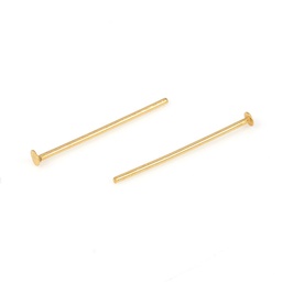[L244] Tige INOX doré, tête plate, 15,5x0,6mm, tête 1,4 mm, x50 pièces