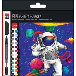 [0147000000102] Marabu Permanent Marker Graphix, double pointe, assortiment de 24 HERO OF GALAXY
