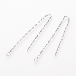 [X-STAS-S070] Fils d'oreille INOX, 98x0.5mm, tige 0.7mm, argenté