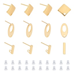 [STAS-UN0021-87] Kit créatif de boucles d'oreilles, INOX doré et poussettes silicone, 40 pièces