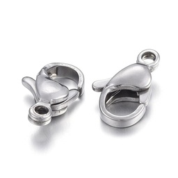 [X-STAS-F182-01P-C] Fermoirs homard INOX argenté, 12x7,5x3,5mm, trou 1,4mm, x 20 pièces