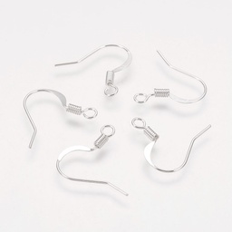[X-KK-Q366-S-NF] Crochets boucle d'oreille, laiton, couleur argent brillant, 17mm, x100 pièces