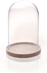 [167983] Cloche en verre avec socle en bois clair, 160x120 mm