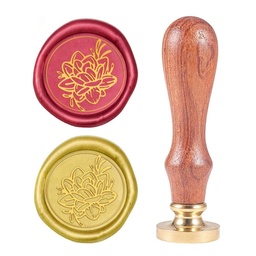 [AJEW-WH0131-360] Tampon/Sceau de cire en laiton, doré, fleur, 89.5mm, timbre: 2.45x1.45cm