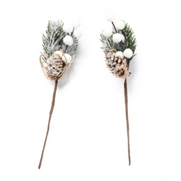 [DIY-P018-C01] Branches de sapin de Noël artificielles, avec pommes de pin, 225mm