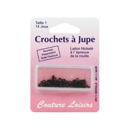 [401.1] Crochets à jupe, laiton nickelé noir inoxydable, taille n°1, x14