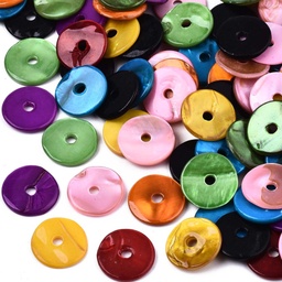 [SHEL-S276-107] Perle Nacre teintée, forme heishi, différents coloris, 15x2mm, trou 2.5mm