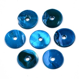 [SHEL-S276-107B] Perle Nacre teintée, forme heishi, bleue, 15x2mm, trou 2.5mm