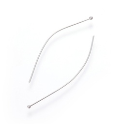 [X-STAS-E452-01P-D] Tiges INOX argenté, tête avec boule, 38x0,4mm, boule 1,9 mm, x 10g (env. 165 pièces)