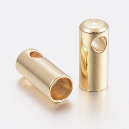 [STAS-H436-14A    X-STAS-F232-01A-G] Embout de cordon, INOX doré, 7x1,5mm, trou 1mm, diamètre intérieur 1,2 mm