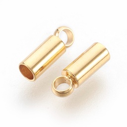 [STAS-L215-09A] Embout de cordon, INOX doré, 8x2.5mm, Trou: 1.5mm, diamètre intérieur: 2 mm