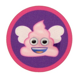 [EL.6895.06] Ecussons broderie Emoji caca volant, à repasser, diam. 6cm