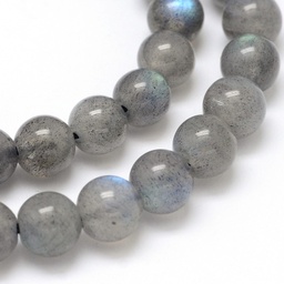 [G-O087-05-6mm] Pierre Labradorite noire/larvikite, grade AAA, naturelle, ronde, 6mm, trou 1mm