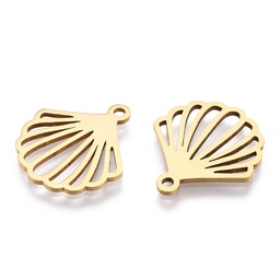 [STAS-T052-46G] Pendentif INOX doré, coquillage, or, 18x16x1mm, Trou: 1.5mm