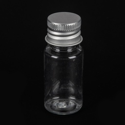 [CON-K010-03B-01] Fiole en plastique/ bouteille avec couvercle à vis aluminium, 10ml, 2.2x5.45cm