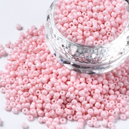 [SEED-S060-A-F405] Perles de rocaille opaques nacrées taille 2mm, trou 0,8 mm, sachet d'env. 30 gr, rose doux