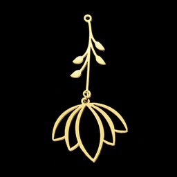 [STAS-S105-LA364-2] Pendentif INOX doré, lotus et feuilles, 53mm, trou 1.4mm