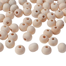 [X-WOOD-S651-8mm-LF] Perle en bois naturel, boule, diamètre 8mm, trou 2mm x 200 pièces