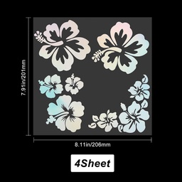 [DIY-WH0308-230] Stickers autocollants imperméables, résistants aux UV, hibiscus, 20x20cm