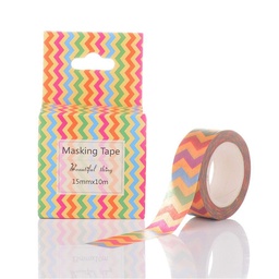 [DIY-K001-M07] Masking tape, bande de papier adhésif, motif vague colorées,15mm x 10m