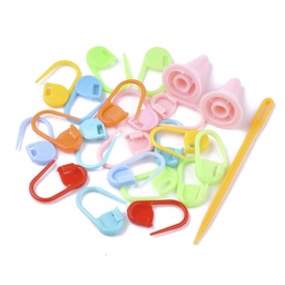 [TOOL-T006-41] Marqueurs de rang/maille, 21x11x3mm x 23 pièces et aiguille