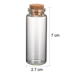 [AJEW-H004-2] Fiole en verre avec bouchon en liège, 70x27mm, 18ml, x 100 pièces
