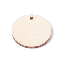 [WOOD-E010-06A] Pendentif bois, plat rond, diam, 30x2.5mm, trou 2.5mm