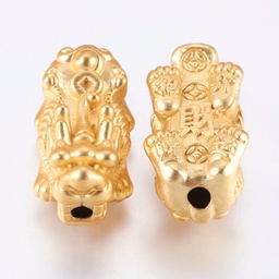 [X-PALLOY-L205-06A] Perles en laiton plaqué or 18k, dragon, 20x9x9mm, trou: 2,5mm