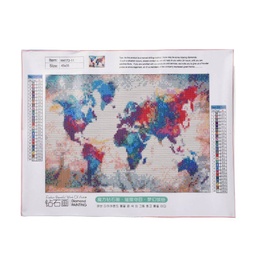 [DIY-M030-01] Kit complet de diamond painting, 45x35cm, carte du monde