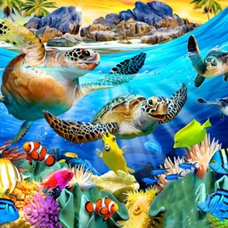 [DIAM-PW0003-022D] Kit complet de diamond painting, 40x30cm, tortues