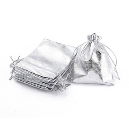 [OP-S009-12x9cm-01] Pochette cadeau organza, argenté, 12x9 cm