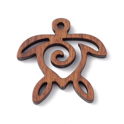 [WOOD-C016-02] Pendentif bois, tortue de mer, 27x27.5x2mm