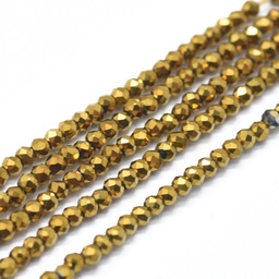 Perles en verre à facettes, placage métallisé, 2x1.5mm, trou: 0.8mm, environ 235 pcs / brin, coloris au choix