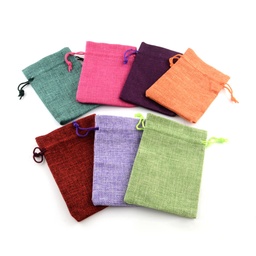 [ABAG-Q050-7x9-M] Pochette cadeau en toile de jute, 9x7 cm, lot de 50, coloris assortis