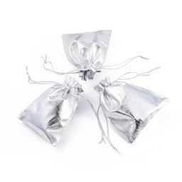 [OP-S009-12x9cm-01] Pochette cadeau organza, argent brillant, 12x9 cm